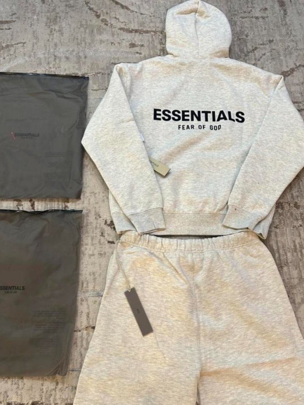 Essentials X large light oat new Shorts and hoodie set